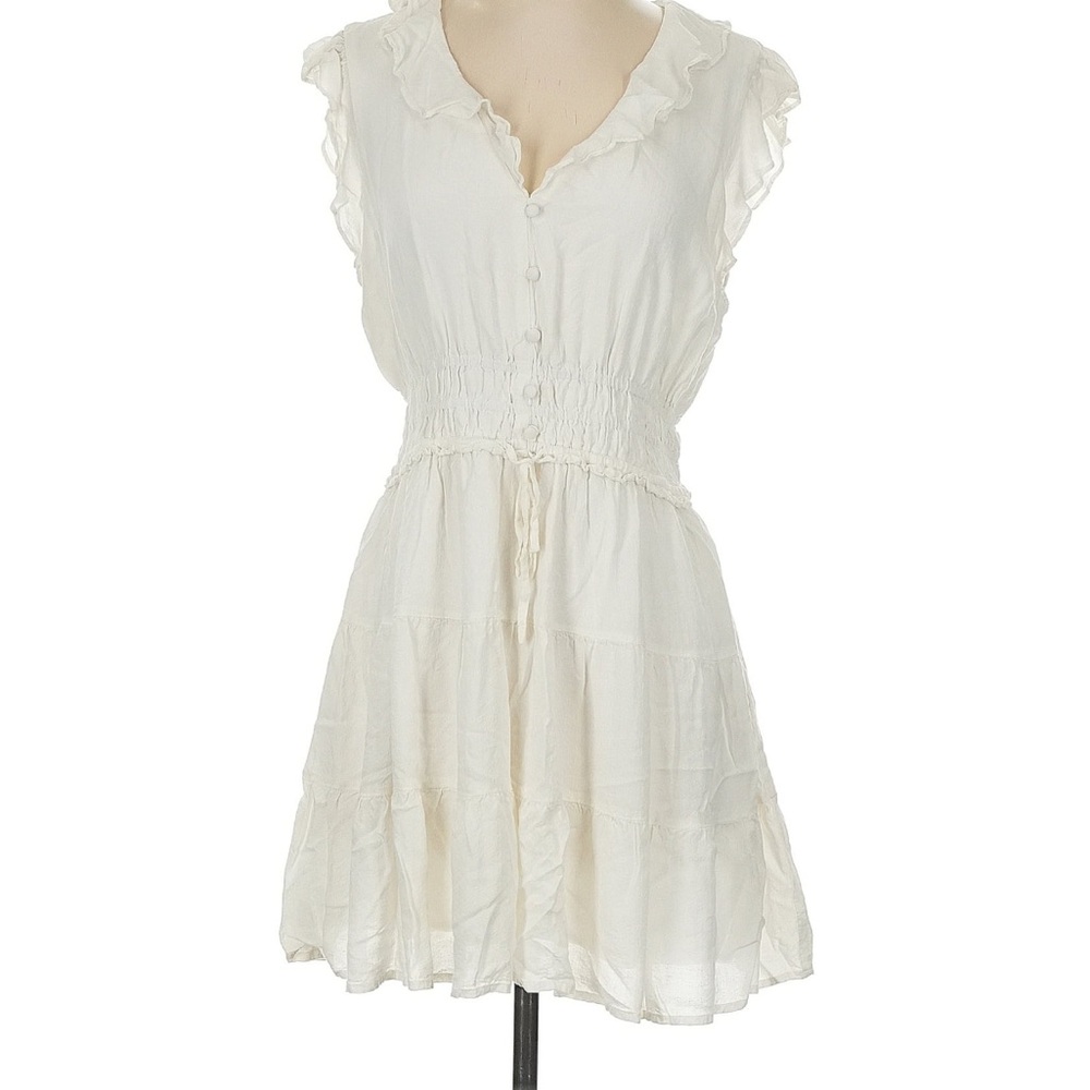 Paige White Dress with Ruffle Accents